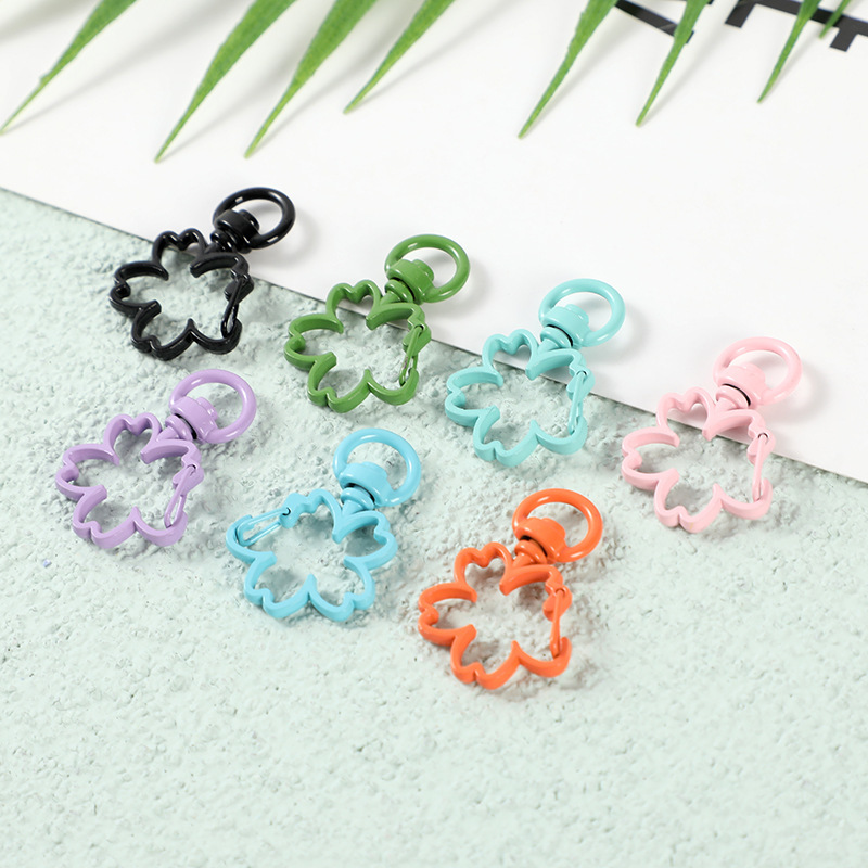 Painted colorful flower lobster buckle spring buckle shaped dog Buckle Head diy keychain alloy jewelry accessories pendant Painted colorful flower lobster buckle spring buckle shaped dog Buckle Head diy keychain alloy jewelry accessories pendant