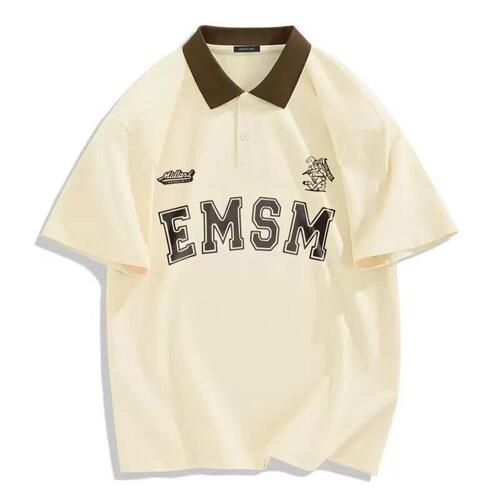 Summer American Trend Polo Shirts for Youth, Popular Half-Sleeve Solid Color Casual Collar-Up Loose and Slim-Fitting T-shirts