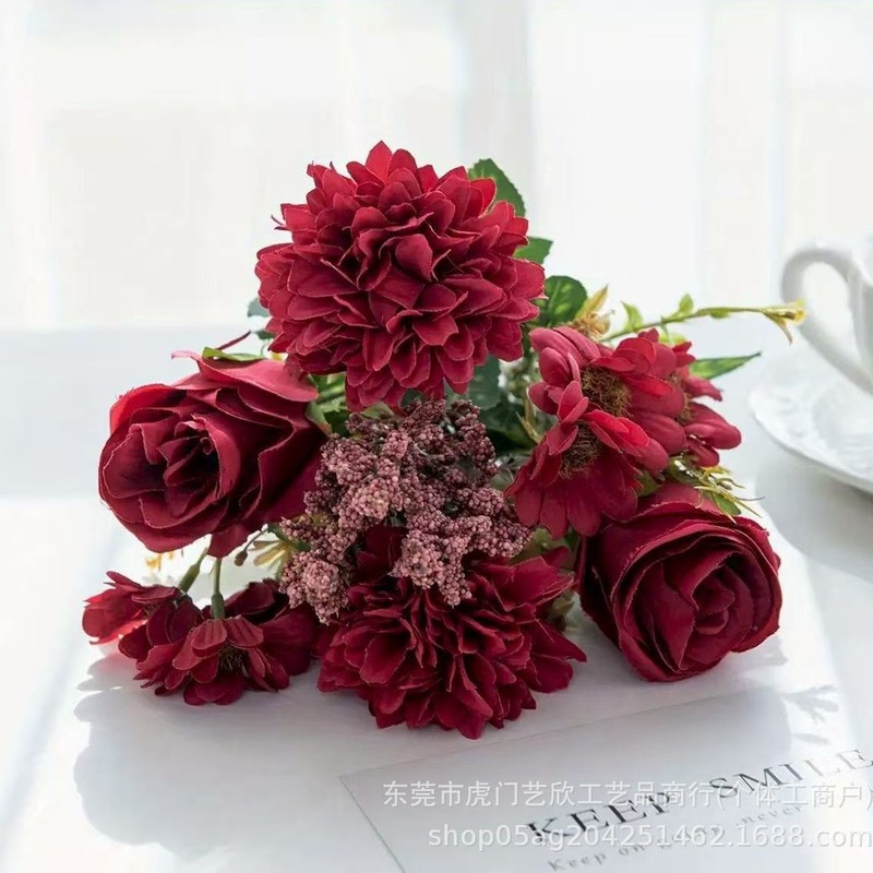 原版菲丽玫瑰 7头波斯玫瑰 仿真花 家居装饰摆件 摄影道具手工diy|undefined