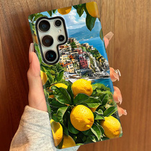 适用于三星菲林手机壳S24ultra夏日柠檬双层保护套S23个性防摔壳