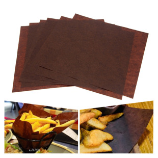 40g food grade brown silicone oil-proof paper oil-absorbing paper fried food fries basket snack pad paper 22 * 22CM