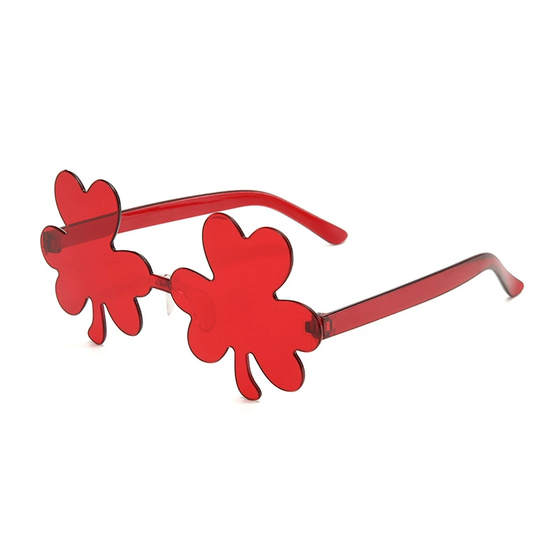 2024 new net red clover European and American personality trend -free frame colorless dance party candy color glasses