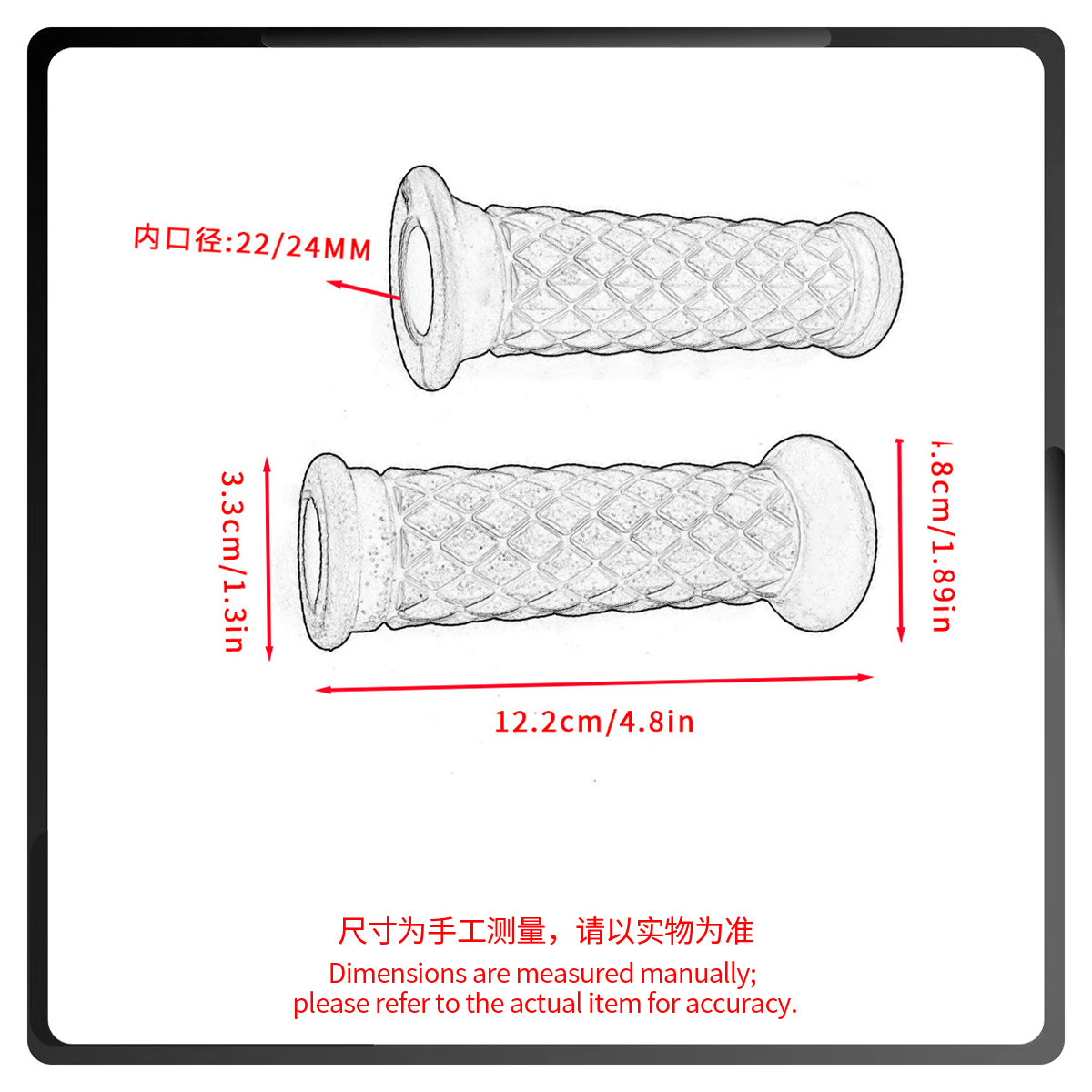 Vintage Universal Handlebar Grip for Off-Road Motorcycles, TPR Soft Rubber, Diamond-Shaped Handlebar Grip, for Scooter and Electric Vehicle Modification
