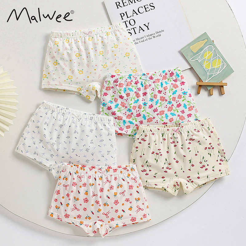 Malwee transfronterizo nuevo y cómodo Europa y América ropa interior de niñas clase A pantalones medianos y grandes pantalones de calzoncillos para niños cinco packs