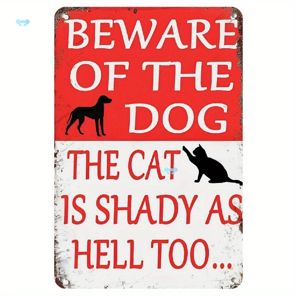 Hilarious 'Beware of the Dog' Metal Sign – Funny Cat