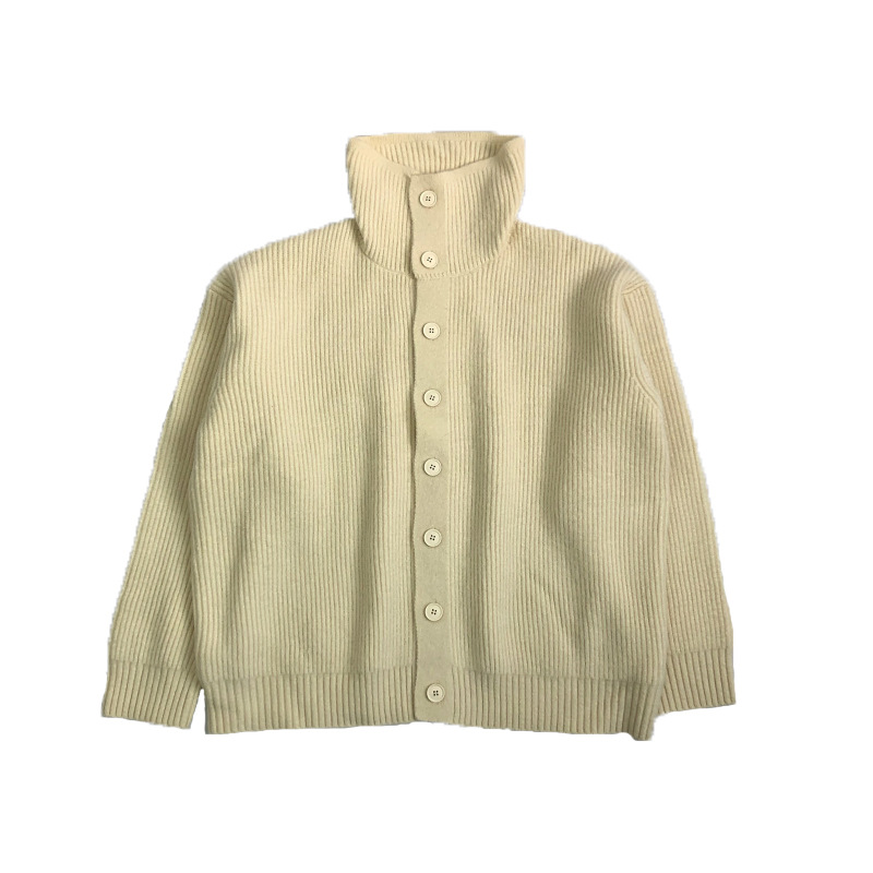 Nicho de invierno diseño decoración botón engrosada suéter cuello alto los hombres sueltos temperamento tocando fondo lana punto cardigan moda