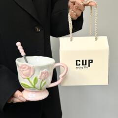 洗練された高颜値チューリップ珠光マグカップ結婚お土産高級感は女子オフィス寮用
