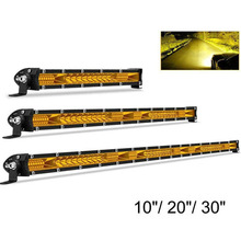 厂家直销LED黄色超薄单排长条射灯货车24V越野车顶前杠中网改装灯