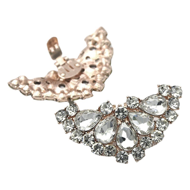 Zapatos de cuero transfronterizos para Mujer Accesorios de tacones altos de flores frontales hebilla de zapatos de cristal zapatos extraíbles decoraciones de flores accesorios de zapatos de señora