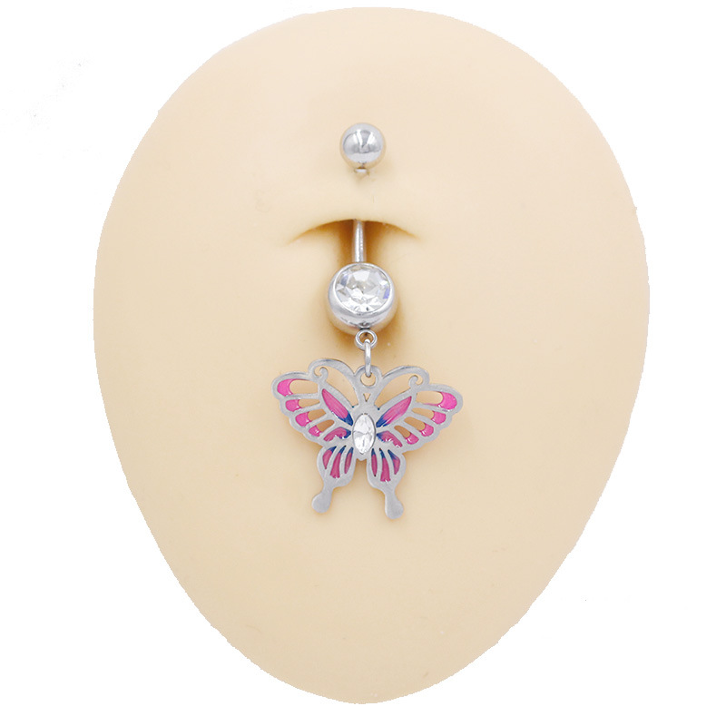 Piercing ombelico in acciaio inossidabile cuore e farfalla_voghion.com