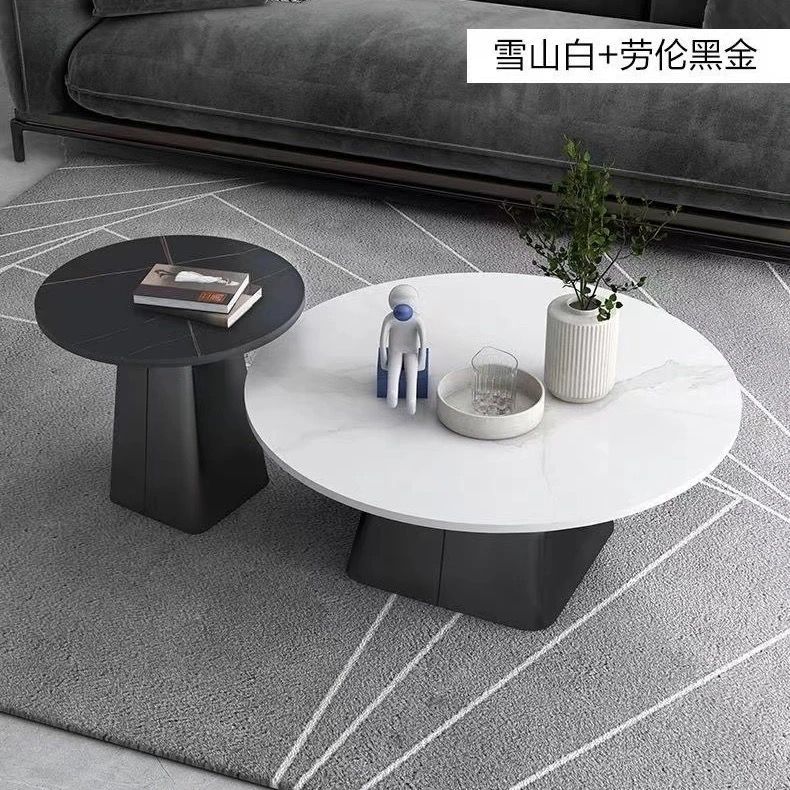 Luz y lujo moderno mesa de té redonda de tabla de roca sala de estar casa pequeña mesa de té redonda mesa de estudio