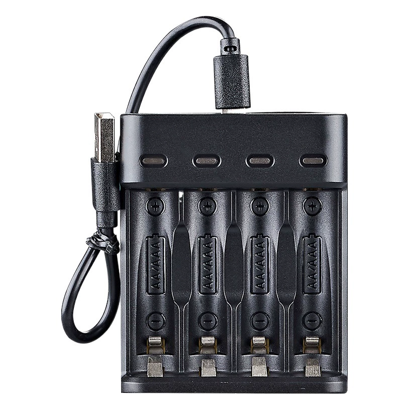 4-слотовое зарядное устройство USB № 5 № 7 AA/AAA Ni-MH аккумулятор 4-слотовая независимая зарядка, полная зарядка лампы