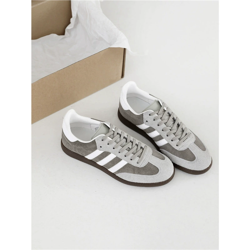 2025 новая модель разработки оптом удобные ретро моральные тренировочные туфли для женщин серые кожаные балетки спортивные и повседневные кроссовки лето