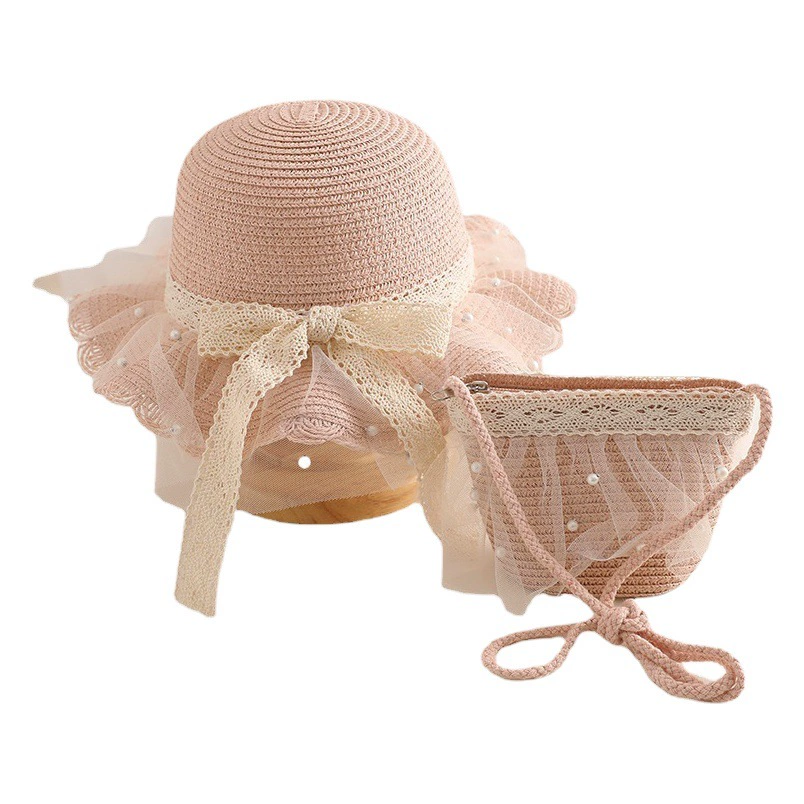 Детская весенне-летняя соломенная шляпа Солнцезащитная шляпа Летняя шляпа принцессы Сумка костюм Пляжная шляпа Солнцезащитная шляпа для девочек