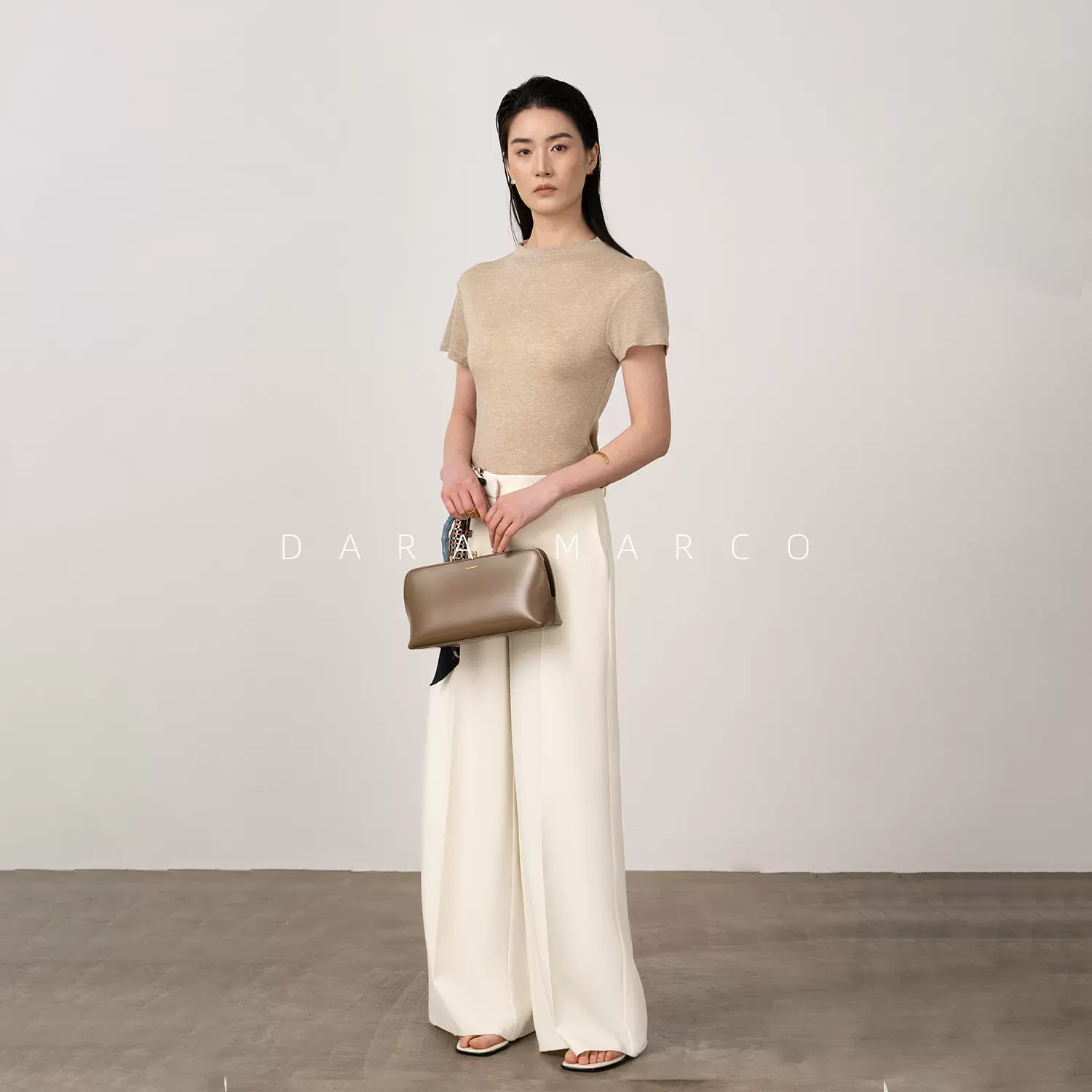 丝滑手感半高领莱赛尔羊毛修身短袖T恤凉感不易皱透气高弹女春夏