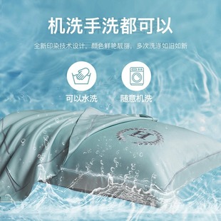 Washed Silk Pillowcases, a Pair of Pure Color Embroidered Pillowcases 48X74Cm Single Dormitory Ice Silk