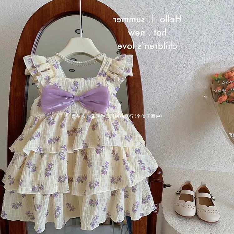 Платье для девочек, новинка 2023 года, летнее платье, детское платье принцессы на подтяжках в корейском стиле, милое летнее платье для малышей
