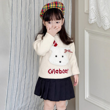 女童毛衣2025年新款卡通小狗针织圆领长袖女宝宝可爱毛衣一件代发