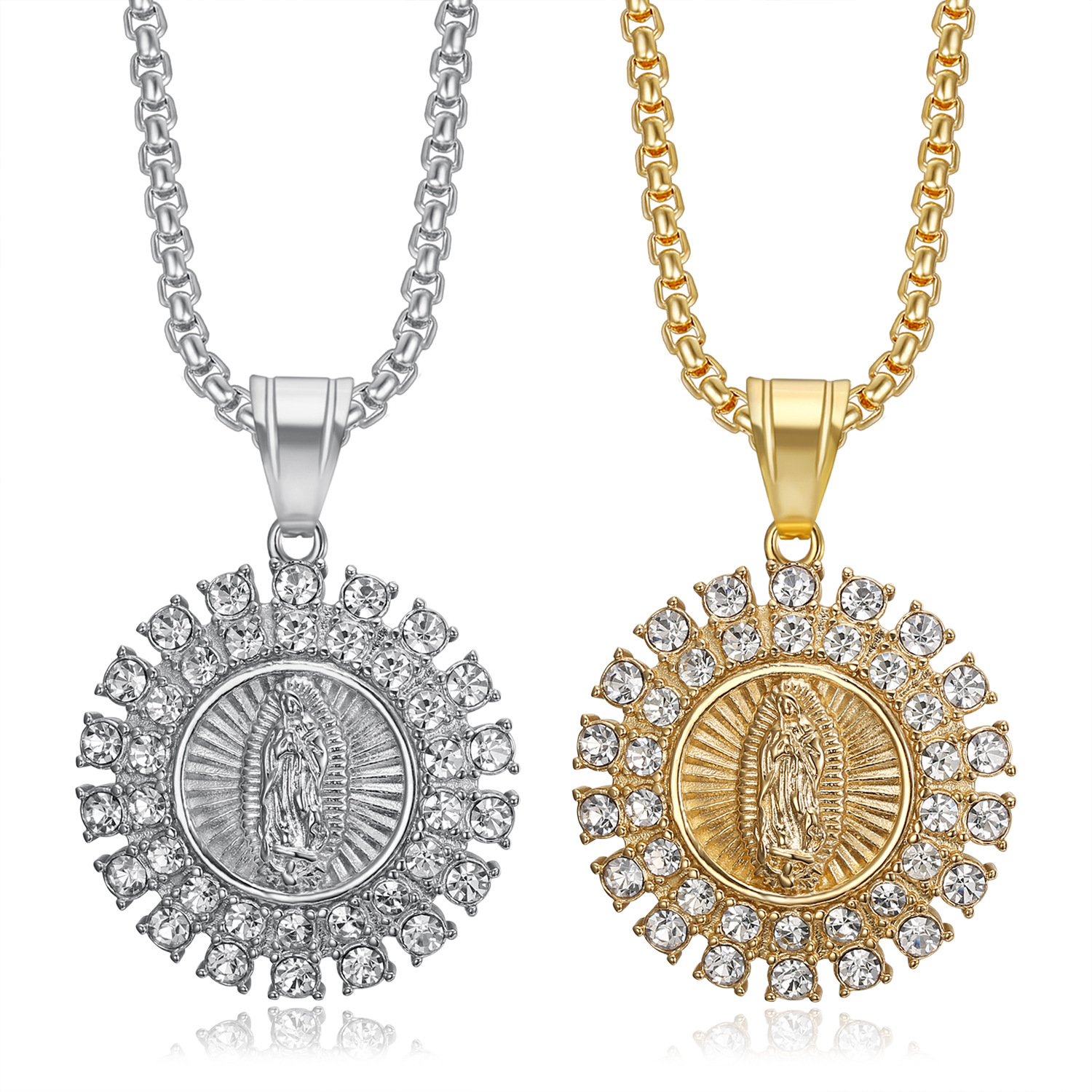 Rhinestones Inlay Material Hip-Hop Human Titanium Steel Plating Rhinestones 18K Gold Plated Men's