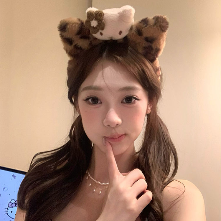 2#豹纹KT毛绒猫耳朵洗脸发箍 快要卖完