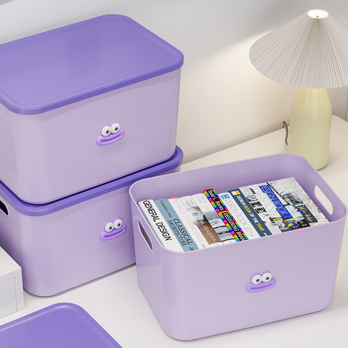 Storage box with lid, plastic underwear, socks, clothing storage box, clothes storage box, desktop purple storage basket
