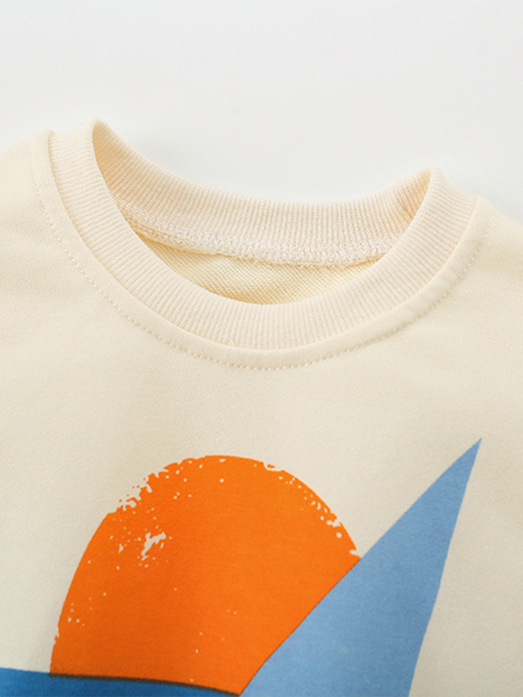 Malwee transfronterizo ropa de otoño infantil nueva camiseta Europa y América para niños guapo impresión de cuello redondo manga larga camiseta casual