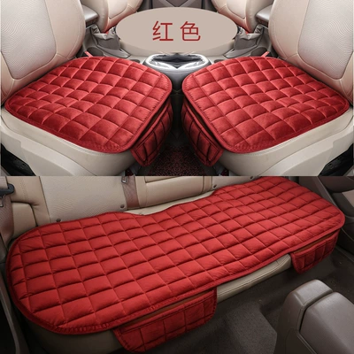 Seat cushion, seat cover: short plush small waist - plaid-wine-red-three-piece-set