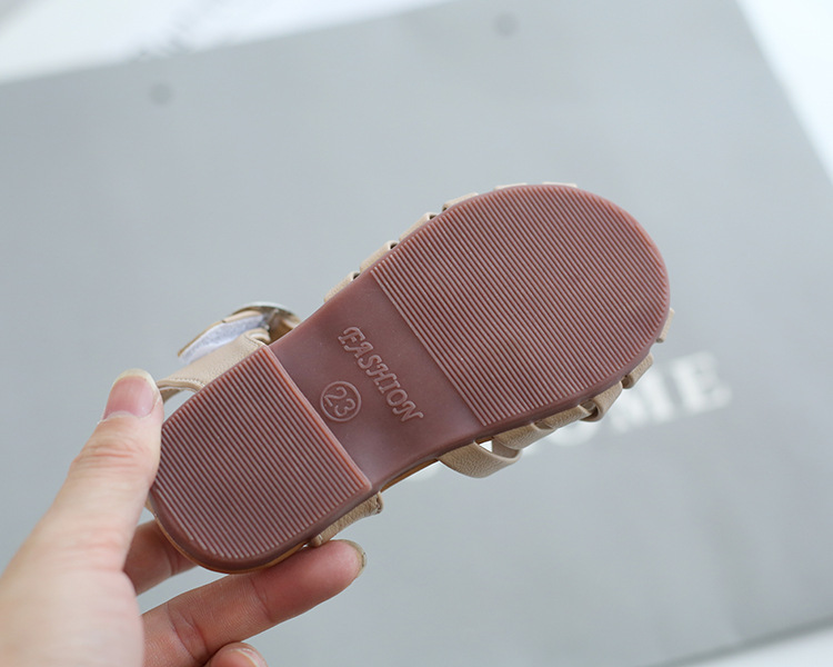 Baotou Sandals with Soft Sole Korean Hollow Small Leather Summer New Girl's Roman 2022 Children's Shoes_voghion.com
