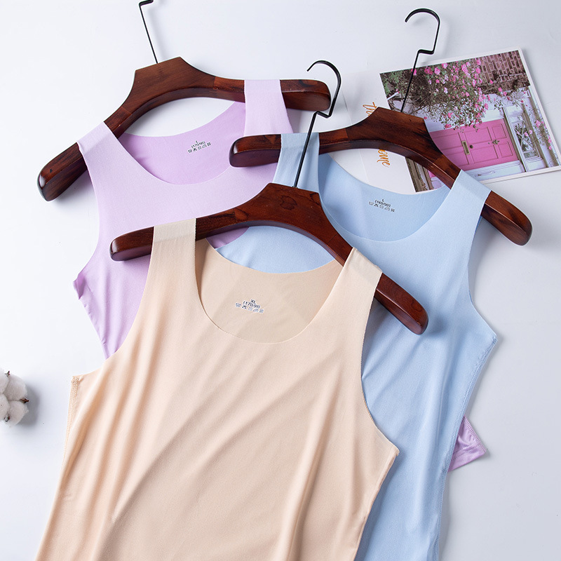 Summer Women's Seamless Ice Silk Vest Thin Suspbottomer Women's Sleeveless Versatile Top Bottoming Wholesale Summer Women's Seamless Ice Silk Vest Thin Suspbottomer Women's Sleeveless Versatile Top Bottoming Wholesale
