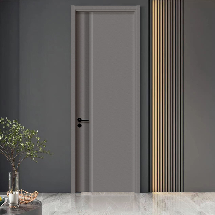 Puerta del dormitorio sin pintura puerta interior plana mínima puerta de aislamiento acústico a prueba de humedad puerta de habitación de apartamento compuestos de cristal de carbono puerta de madera sólida