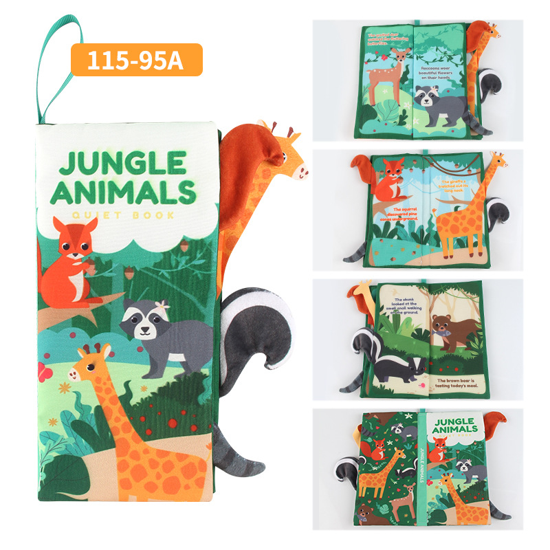 Bebés de educación temprana animal cola bebé libro de tela animal marino libro de palma animal forestal libro de tela juguete transfronterizo