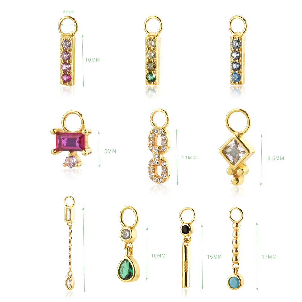 1g Weight 0.05µm-0.08µm Gold Plating Thickness Electroplating Gold Plating Process Pendant Jewelry Making Type 1 Piece 925 Sterling Silver Zircon Round Rectangle Pendant Jewelry Accessories