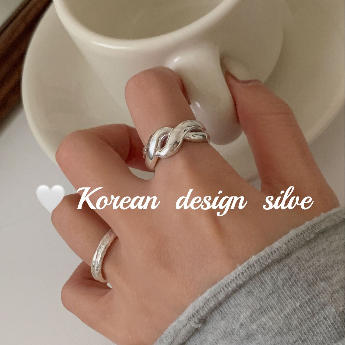 韓版東大門簡約個性飾品 S925純銀柔美寬版戒指疊戴ins風設計感女