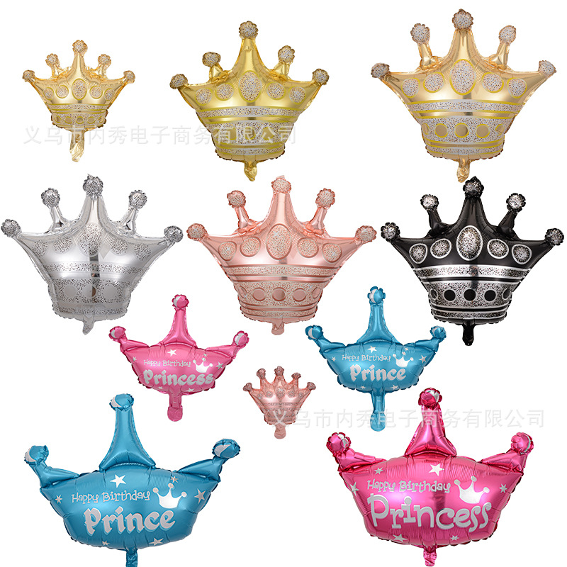 Transfronterizo mini corona de oro globo de aluminio pequeño tamaño Rosa corona de oro globo fiesta de cumpleaños decoración de la boda