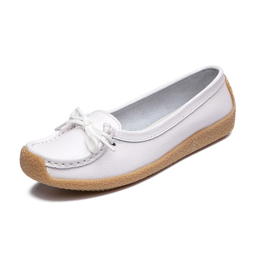Flat casual women's shoes, white mother's shoes, pinto snail shoes, soft bottom comfortable casual non-slip nurse work shoes