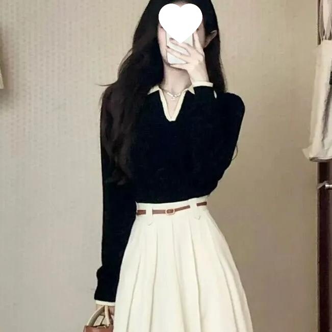 套裙两件套高档半身裙气质小香风套装裙女长袖针织上衣秋季一整套|undefined