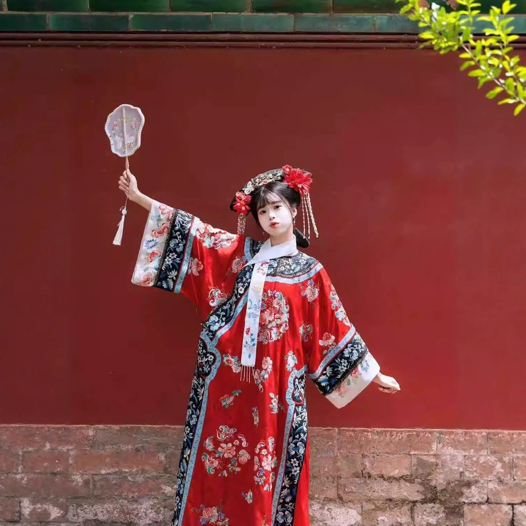 南雅集  年轻贵妃清代女装清朝氅衣旗装旗女印花中国风宫廷风汉服