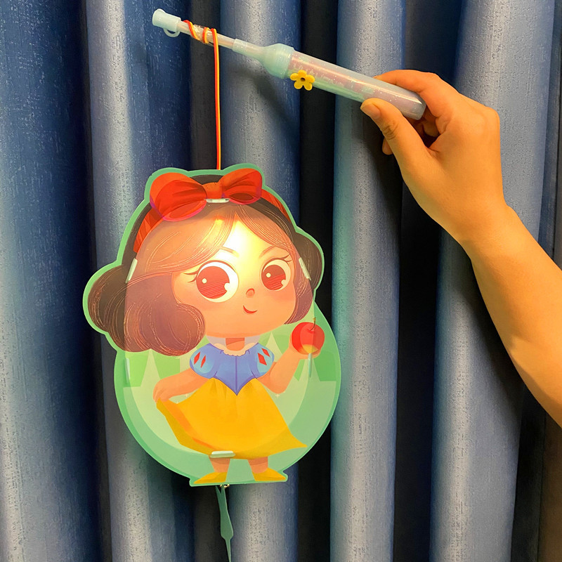 中秋節子供用ポータブル漫画ランタン手作り DIY 材料パッケージ発光音楽おもちゃ男の子と女の子の花ランタン|undefined
