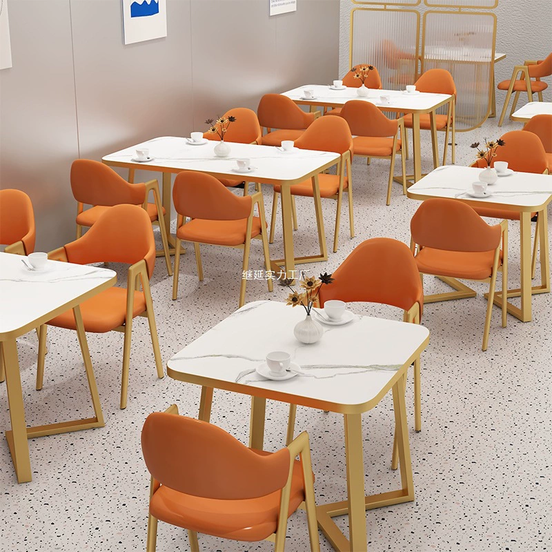 Коммерческий обеденный стол и стул для фаст-фуда, модный набор для молочного чая, десерта, острого горячего горшка, бургера, ресторана, лапши, обеденный стол, легкий роскошный обеденный стул