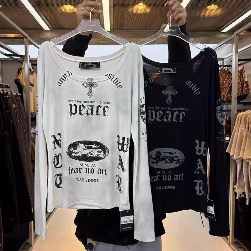 Badblood BCAC serie hacer vieja camiseta delgada impresión retro camiseta de manga larga camiseta de chica caliente superior