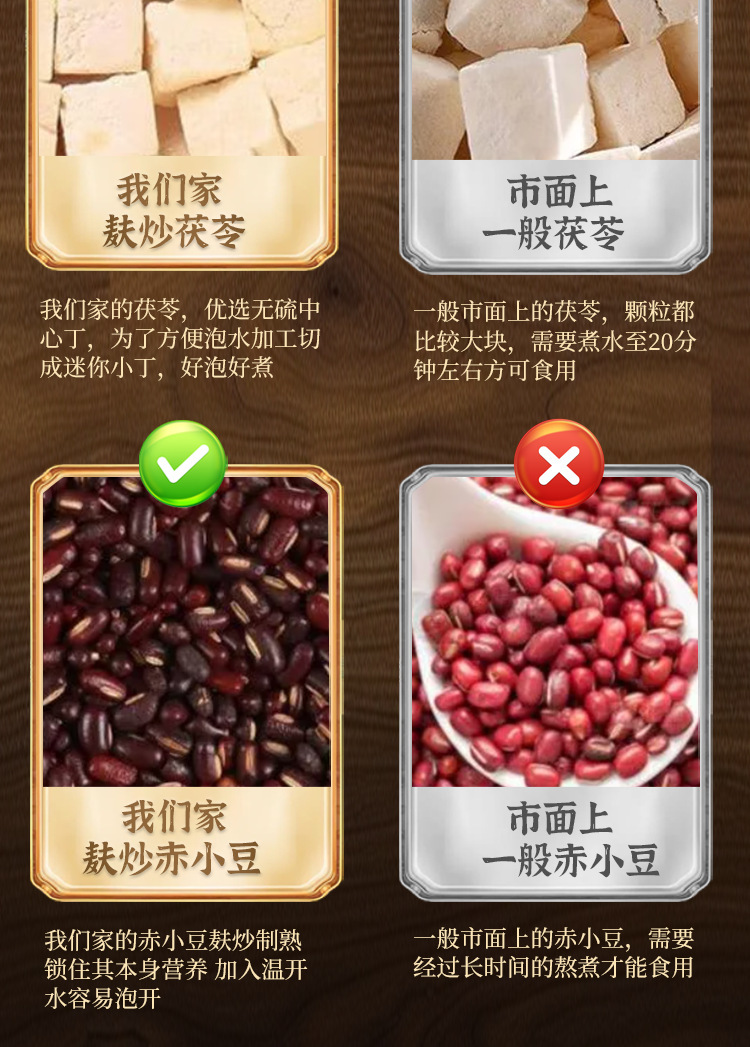 Red Bean & Coix Tea (Adzuki, Coix, Poria, Euryale) — Triple-Steamed Summer Wellness Herbal Tea, 350g Jar specifications