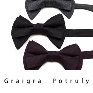 Wedding groomsman bridegroom bow tie men's banquet wedding host bow gray personality wine red striped black