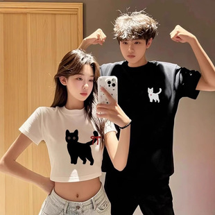 Summer Pure Cotton Short-Sleeved T-Shirt Couple Wear Lazy Style Loose Niche Design Tops for Men and Women Student Trendy Brand Class Uniforms