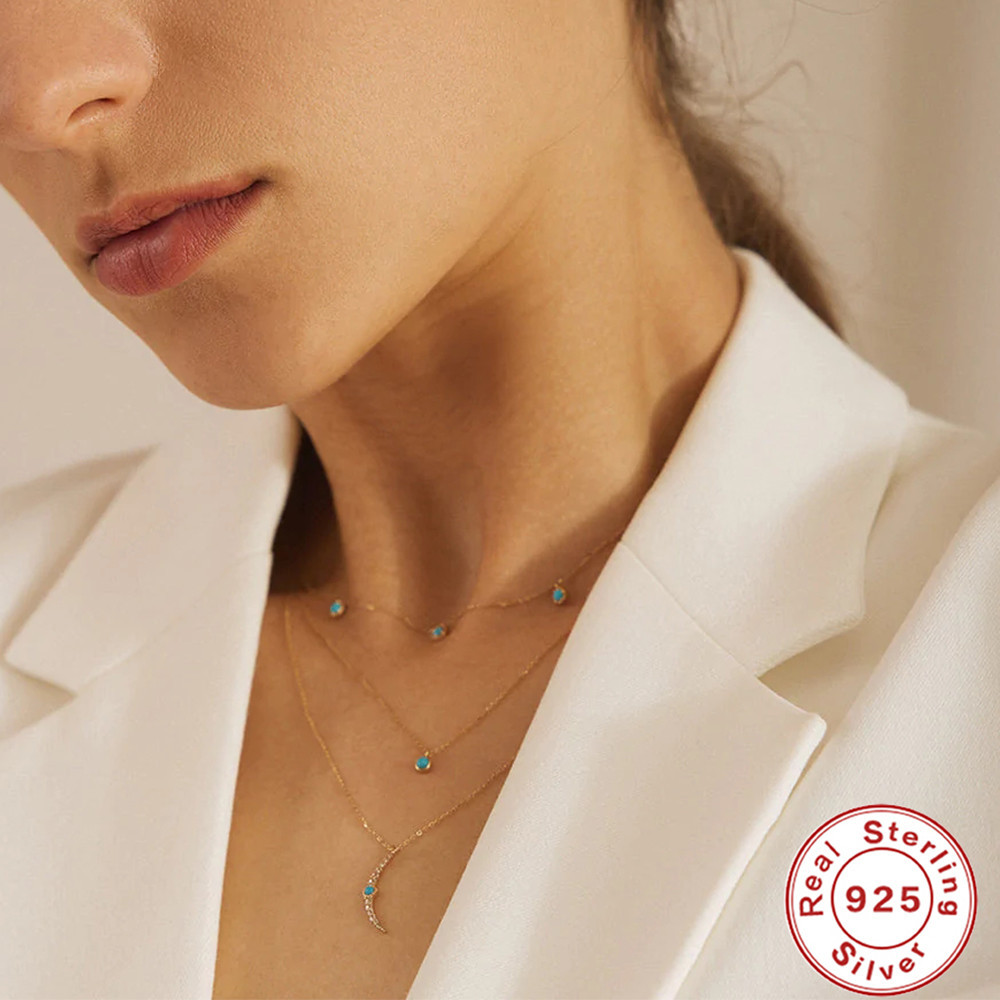 6g Weight Necklace Classification 1 Piece Quantity Daily Occasion 925 Sterling Silver Material Moon Pattern Women'S Gender Plating Design Fashion Style 925 Sterling Silver Plating Moon Necklace 5