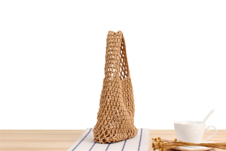 Vintage Style Solid Color Hollow Square Straw Bag display picture 13