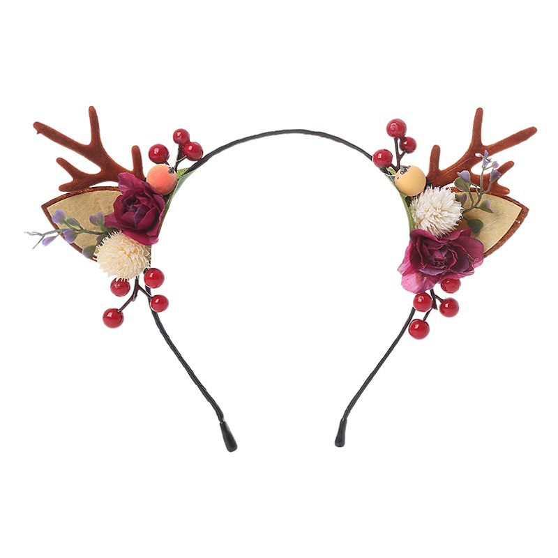 Navidad tocado diadema Nueva simulación Antler diadema Navidad diadema niños flor tocado DIY Navidad tocado