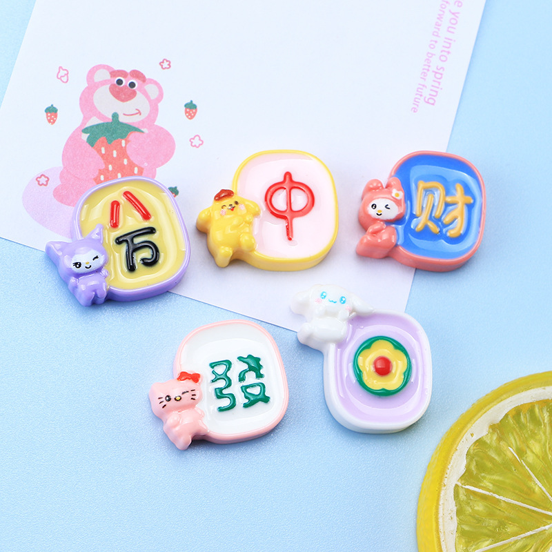 Nueva historieta animal Mahjong serie accesorios DIY pegamento crema teléfono móvil refrigerador pegatinas cuerda del pelo accesorios para el cabello material al por mayor