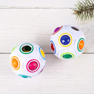 Hot Unpacking Rainbow Ball Rubik's Cube 12 Hole Color Decompression Intelligence Toy 7cm Unpacking Magic Ball Puzzle