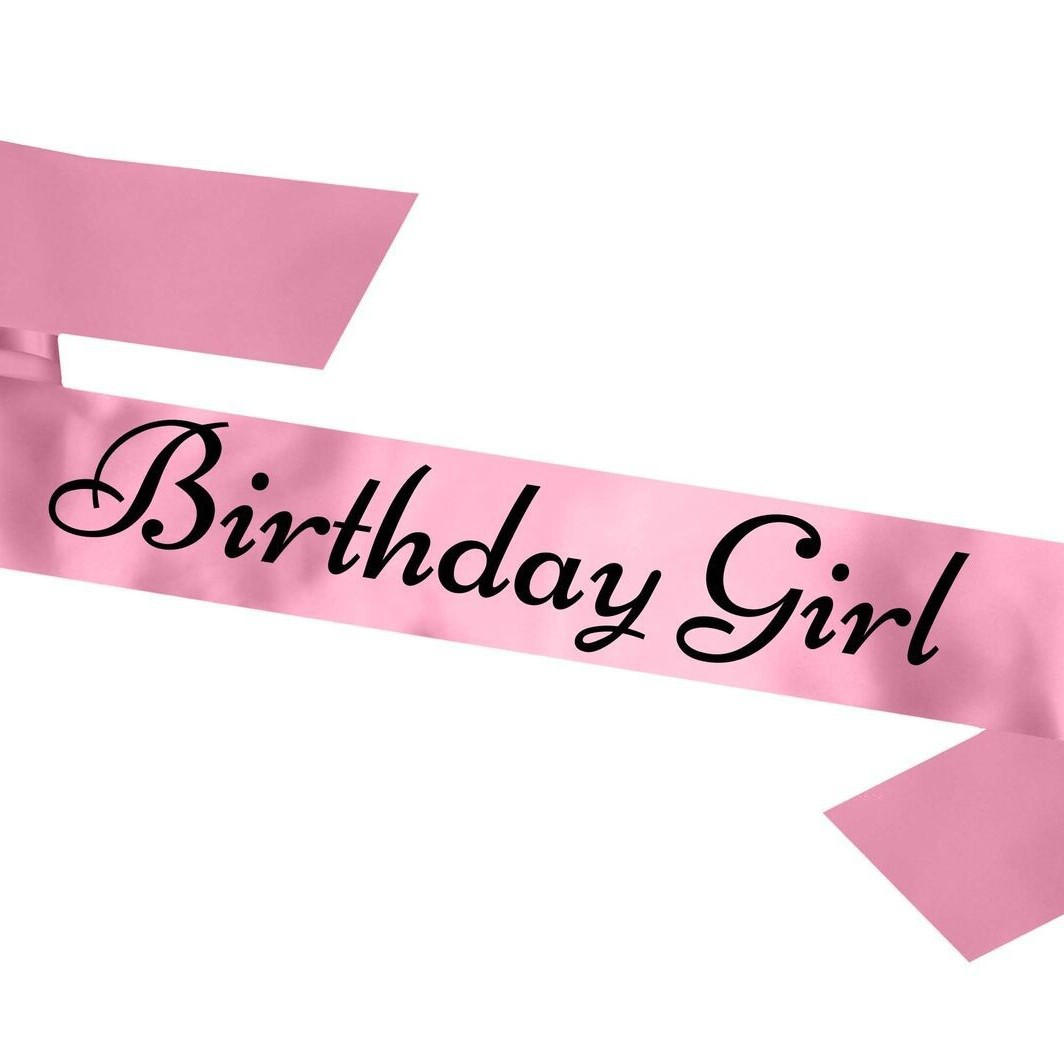 Nuevo estilo transfronterizo fiesta de cumpleaños niña decoración etiqueta correa de hombro de encaje rosa birthday giril