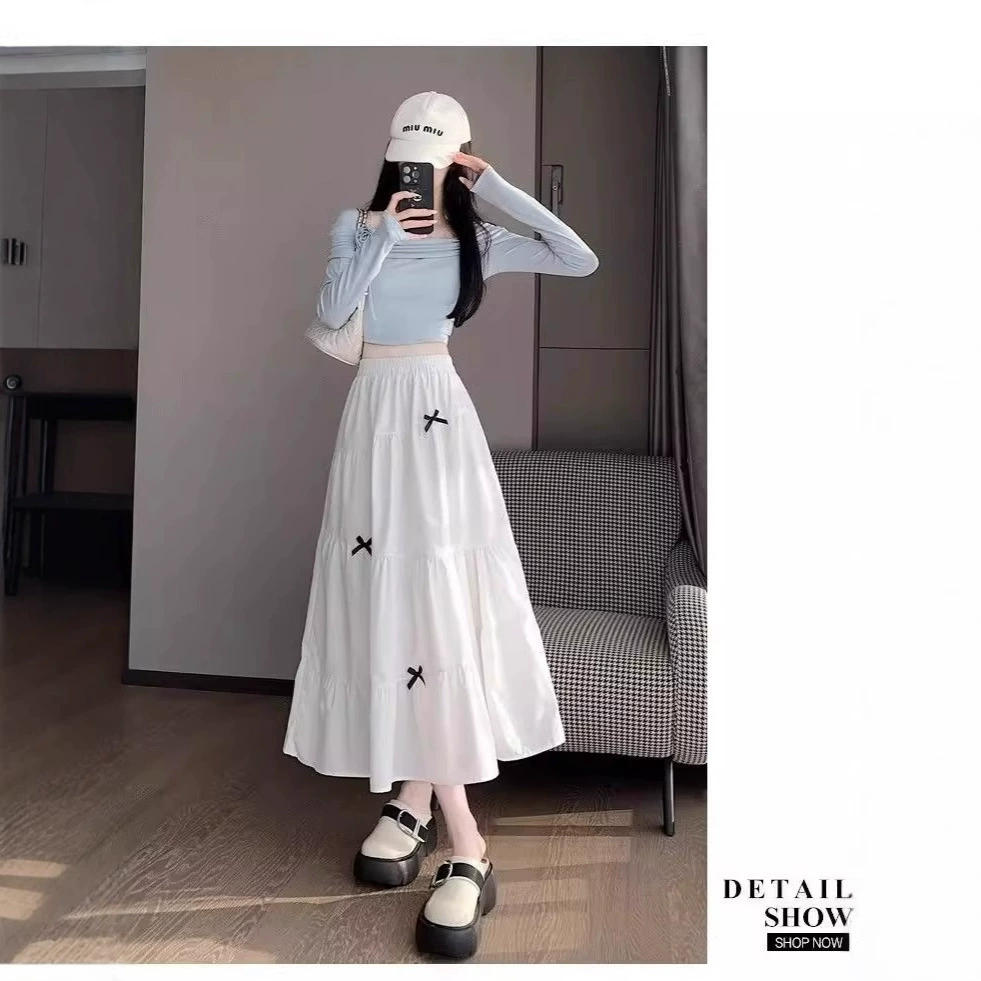 Нишевая милая юбка с бантом в американском французском стиле, весенне-осенний новый стиль, маленькая высокая талия для похудения